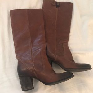 Vince Camuto Brown Leather Knee-high Riding Boots